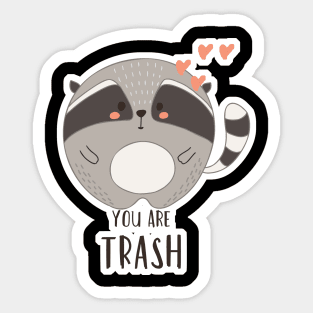 You are Trash Love Kawaii Cute Raccoon Sticker